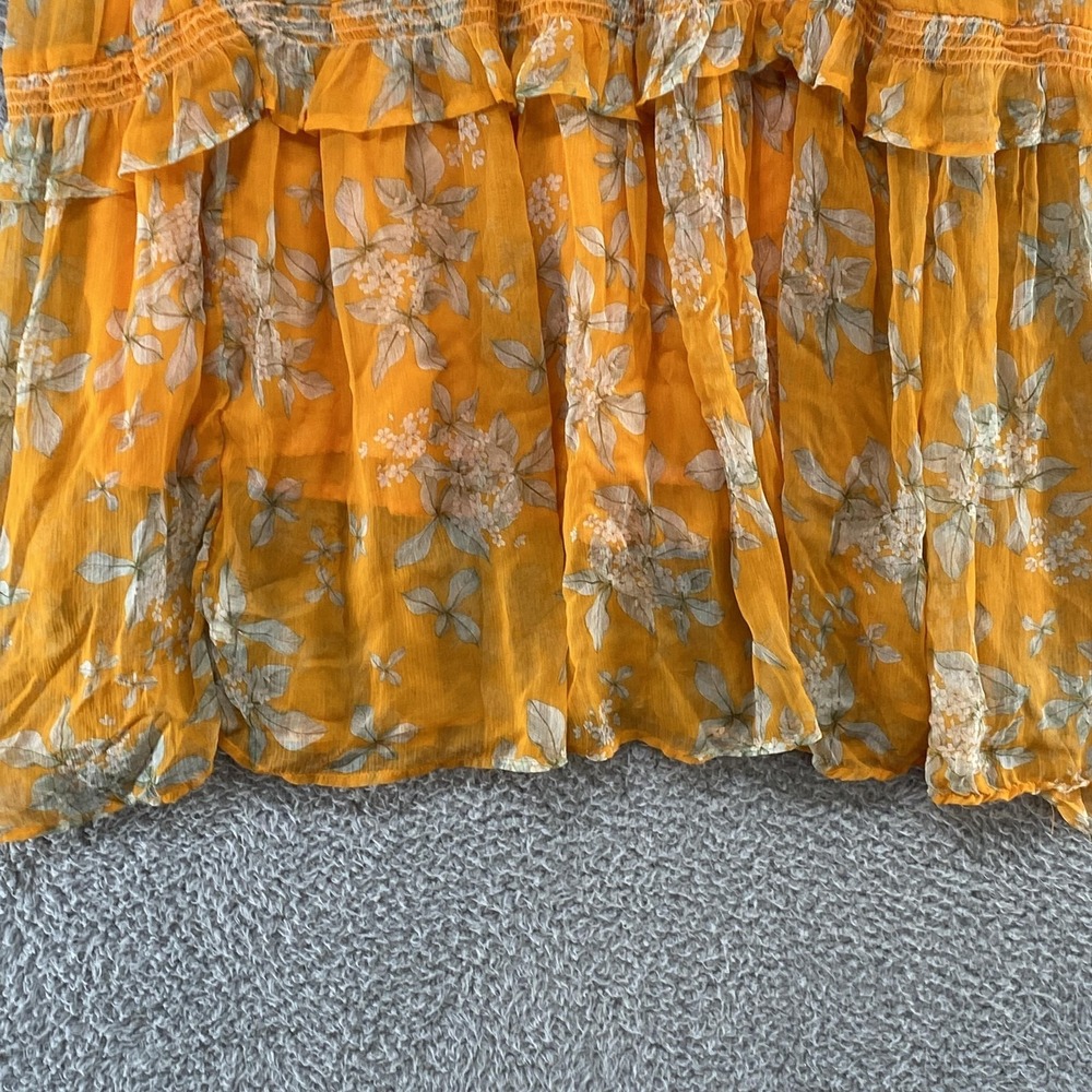 Anthropologie Dress Womens Small Floral Hi-Low‎ Maxi Boho Ruffle Lined Yellow - Picture 15 of 16